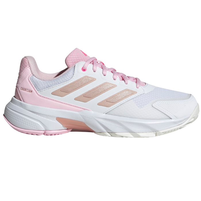 Adidas Courtjam Control 3 Womens Tennis Shoes - White/Silver Metallic/Lucid Pink