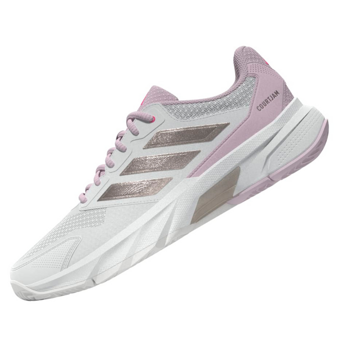 Adidas Courtjam Control 3 Womens Tennis Shoes - White/Silver Metallic/Lucid Pink