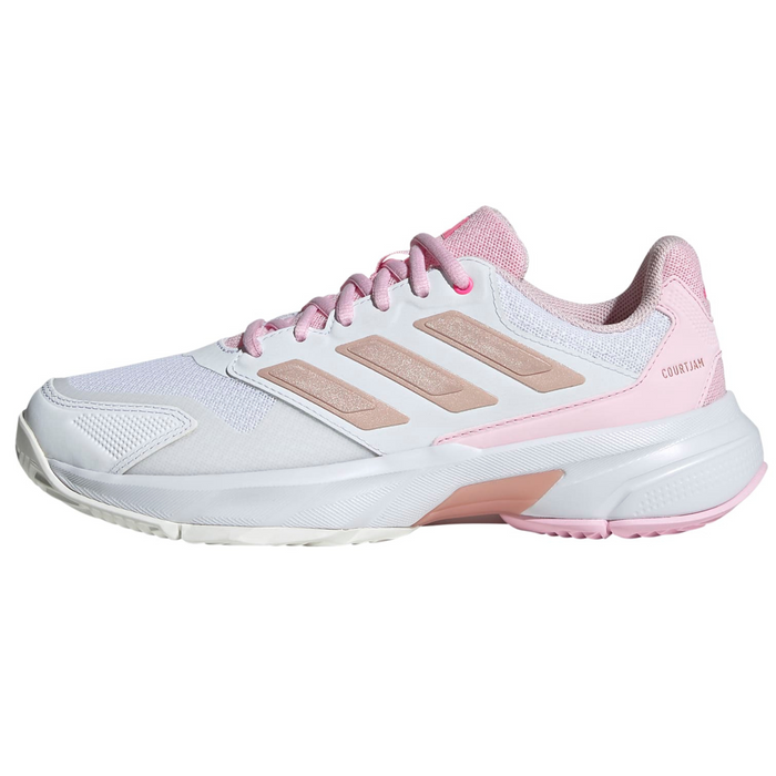 Adidas Courtjam Control 3 Womens Tennis Shoes - White/Silver Metallic/Lucid Pink