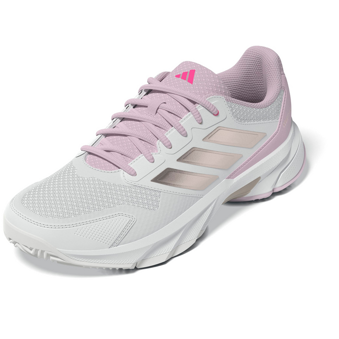 Adidas Courtjam Control 3 Womens Tennis Shoes - White/Silver Metallic/Lucid Pink