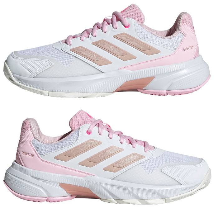 Adidas Courtjam Control 3 Womens Tennis Shoes - White/Silver Metallic/Lucid Pink