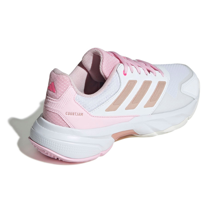 Adidas Courtjam Control 3 Womens Tennis Shoes - White/Silver Metallic/Lucid Pink