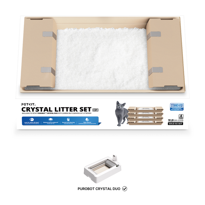 PETKIT Crystal Litter Set packaging with white crystal litter and accessories on a white background