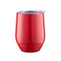 Personalized red 12oz stainless steel insulated stemless wine tumbler with lid