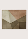 Framed abstract geometric wall art featuring textured color blocks in beige, terracotta, brown, and gray tones. Shop Detached by Dan Hobday, a contemporary abstract wall art print featuring geometric forms, warm brown and taupe tones, olive accents, and textured detail.