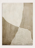 Shop Glide Abstract by Dan Hobday, a neutral abstract art print featuring soft cream and taupe forms, organic curves, and layered textured brushwork.