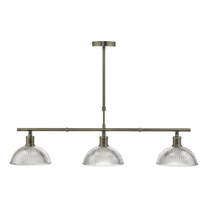 Dara 3 Light Bar Pendant Antique Brass & Glass<br>Antique Brass