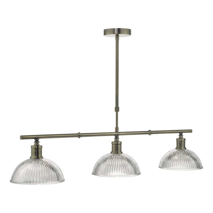 Dara 3 Light Bar Pendant Antique Brass & Glass<br>Antique Brass