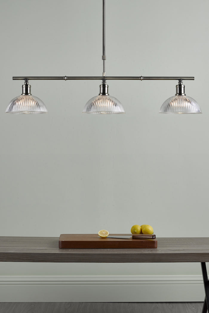 Dara 3 Light Bar Pendant Antique Brass & Glass<br>Antique Brass