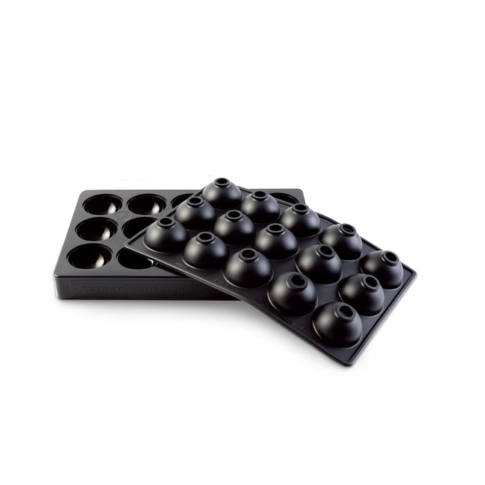 Demarle Flexipan Inspiration Lita Sphere Bottom silicone mold 300 x 200 mm with 15 cavities, Demarle Flexipan Lita Bottom mold with 15 individual 47.8 x 22 mm rounded cavities, Demarle Flexipan Inspiration Lita Sphere Bottom mold for filled entremets mousses and individual desserts