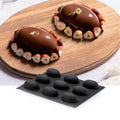 Demarle Flexipan Origine Half Oval silicone baking mold 300 x 200 mm with 9 cavities, Demarle Flexipan Demi Ovale mold with 9 individual 60 x 40 x 25 mm half oval cavities, Demarle Flexipan Origine Half Oval mold for individual cakes entremets mousses and desserts