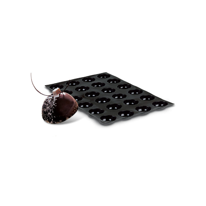 Demarle Flexipan Origine Half Sphere silicone baking mold 300 x 200 mm with 20 cavities, Demarle Flexipan Half Sphere mold with 20 individual 42 x 21 mm hemisphere cavities, Demarle Flexipan Origine Half Sphere mold for mini domes entremets mousses chocolates and desserts