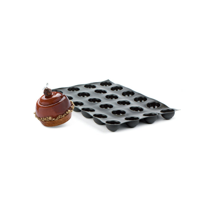 Demarle Flexipan Origine hemisphere silicone baking mold 300 x 200 mm with 20 cavities, Demarle Flexipan half sphere mold with 20 individual 29 mm cavities, Demarle Flexipan Origine hemisphere mold for cakes mousses entremets and frozen desserts