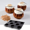 Demarle Flexipan Origine Mini Bundt silicone baking mold 400 x 300 mm with 8 cavities, Demarle Flexipan Mini Bundt mold with 8 individual 74 x 34.5 mm cake cavities, Demarle Flexipan Origine Mini Bundt mold for individual ring cakes pastries and desserts