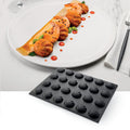 Demarle Flexipan Origine Mini Shell silicone baking mold 400 x 300 mm with 24 cavities, Demarle Flexipan Coquilles mold with 24 individual 50 x 45 x 17 mm shell cavities, Demarle Flexipan Origine Mini Shell mold for mini cakes petits fours mousses and desserts