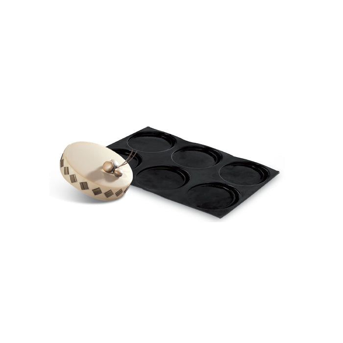 Demarle Flexipan Origine round silicone baking mold 600 x 400 mm with 12 cavities, Demarle Flexipan 12-cavity round mold with 104/95 mm diameter individual cavities, Demarle Flexipan Origine professional round baking mold for individual cakes tartlets and desserts