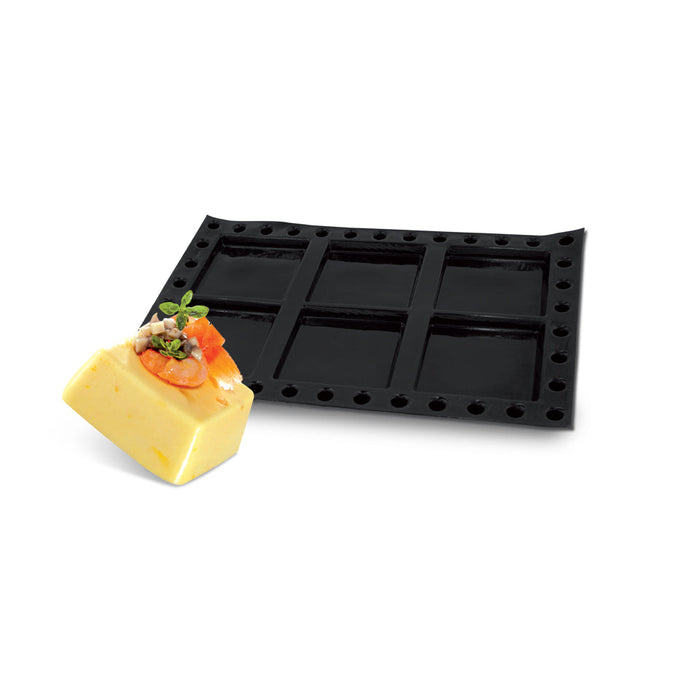 Demarle Flexipan Origine square insert silicone mold 600 x 400 mm with 6 cavities, Demarle Flexipan square insert mold with 6 individual 150 x 150 x 15 mm cavities, Demarle Flexipan Origine professional square insert mold for entremets cakes and layered desserts