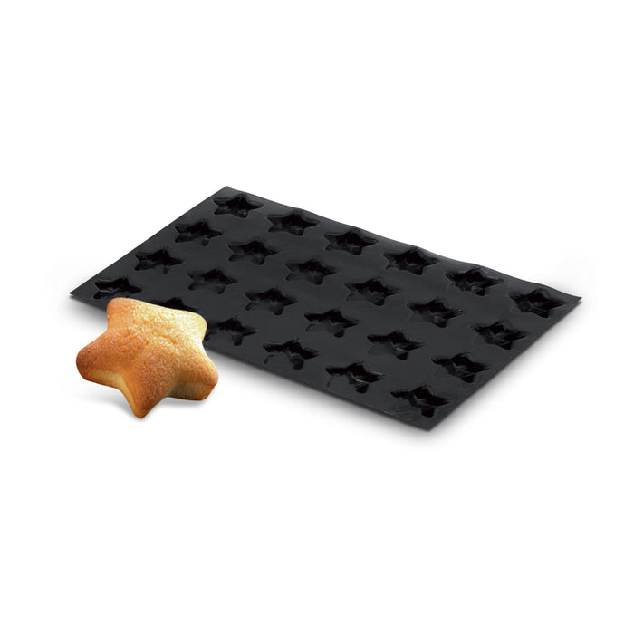 Demarle Flexipan Origine star silicone baking mold with 24 cavities, Demarle Flexipan 600 x 400 mm mold with 24 star-shaped 80 x 65 mm cavities, Demarle Flexipan Origine professional star mold for individual cakes pastries and desserts
