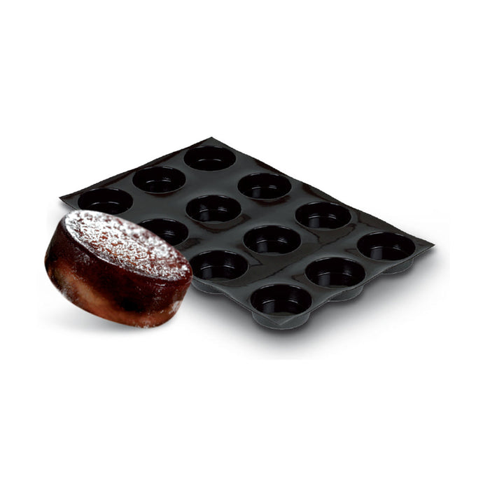 Demarle Flexipan Origine Tarte Tatin silicone baking mold 600 x 400 mm with 15 cavities, Demarle Flexipan Tarte Tatin mold with 15 individual 100 x 35 mm round cavities, Demarle Flexipan Origine professional Tarte Tatin mold for individual fruit tarts cakes and desserts