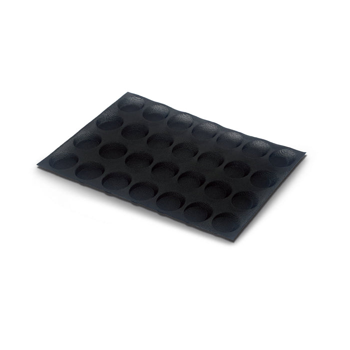 Demarle Silform Flexipan Air round perforated baking mold 600 x 400 mm with 28 cavities, Demarle Silform round mold with 28 individual 67 x 15 mm perforated cavities, Demarle Flexipan Air professional round perforated mold for tart shells pastries and baked creations