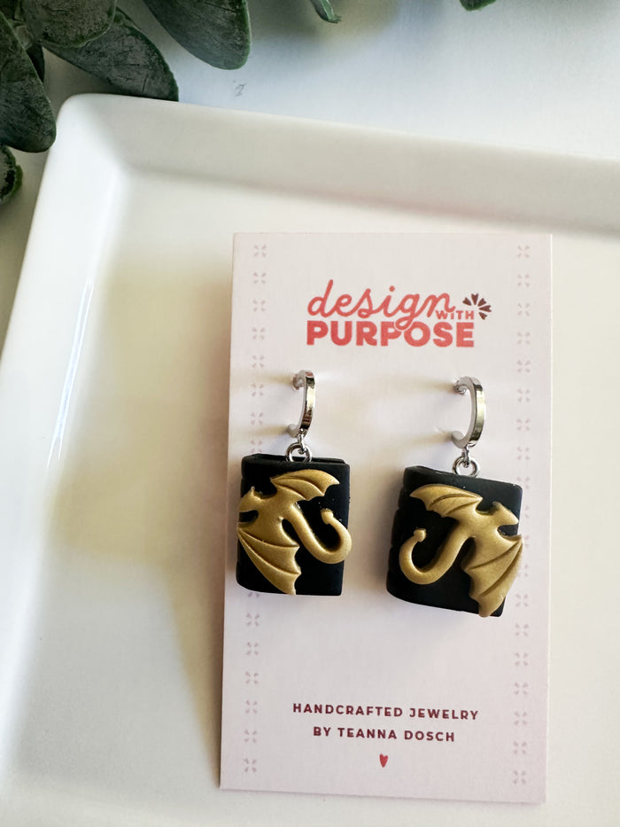 Dragon Book Earrings
