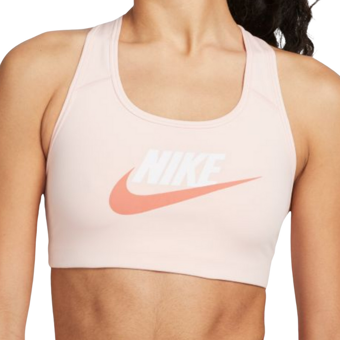 Nike Dri-FIT Swoosh Medium-Support Graphic Women Tennis Sports Bra - Atmosphere/White/Madder Root