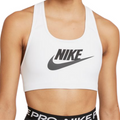 Nike Dri-FIT Swoosh Medium-Support Graphic Womens Sports Bra - White/Black/DK Smoke Grey