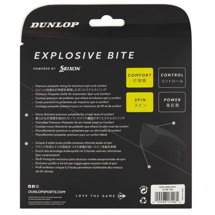 Dunlop Explosive Bite 1.32/16G mm 12m String Set - Black