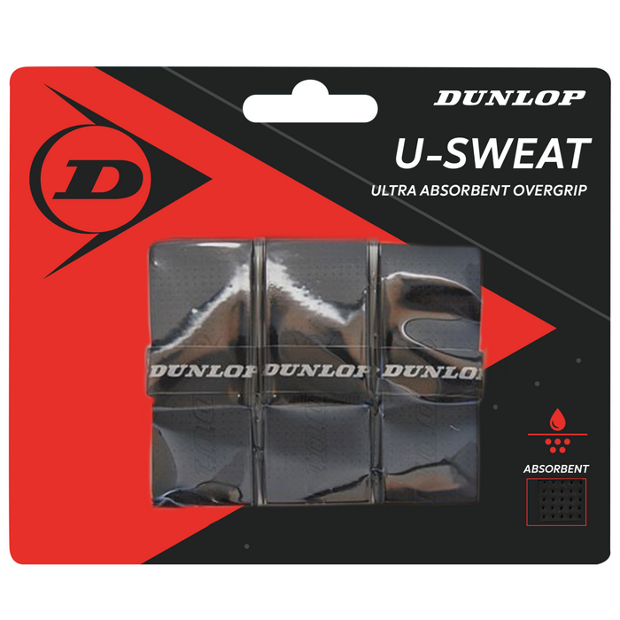 Dunlop U-Sweat Overgrip 3 Pack - Black