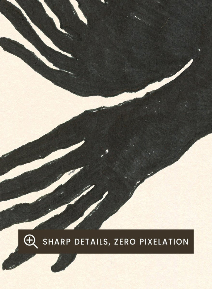Black bird illustration with 'Take These Broken Wings and Learn to Fly' text on a beige background. Fly Away by Eden Kalif is a modern bird art print with expressive line work and handwritten text, a contemporary minimalist wall poster about growth and freedom.