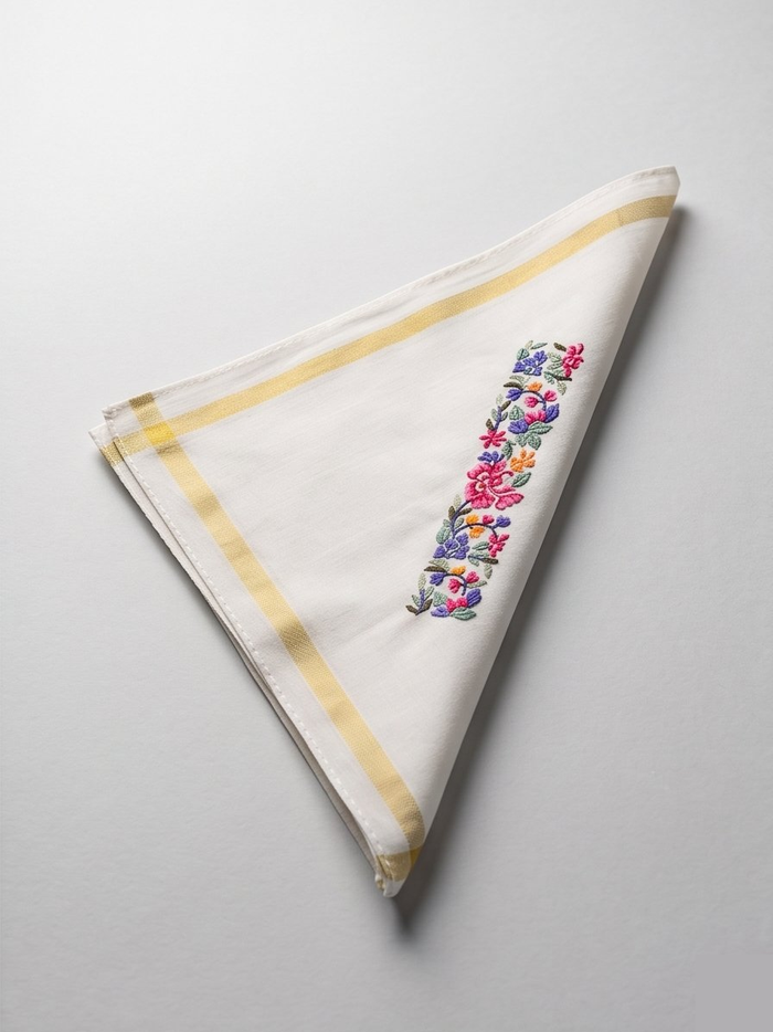 Embroidered Girnar Kerchief French work - Girnar Darshan