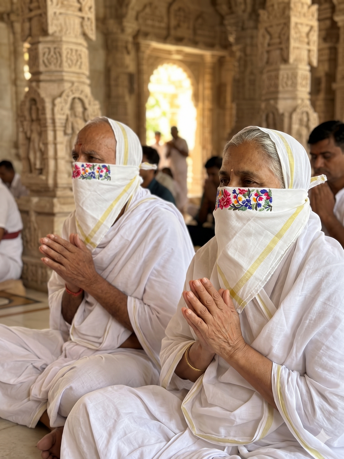 Embroidered Girnar Kerchief French work - Girnar Darshan