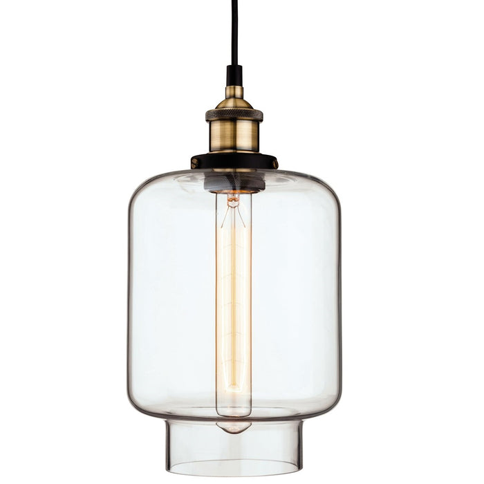 Empire Antique Brass and Glass Barrel Pendant