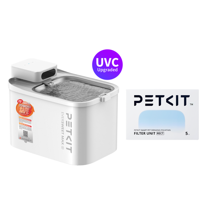 PETKIT EVERSWEET MAX 2 cordless cat water fountain, cat water dispenser, bundled with Filter Unit replacement filters for complete hydration setup