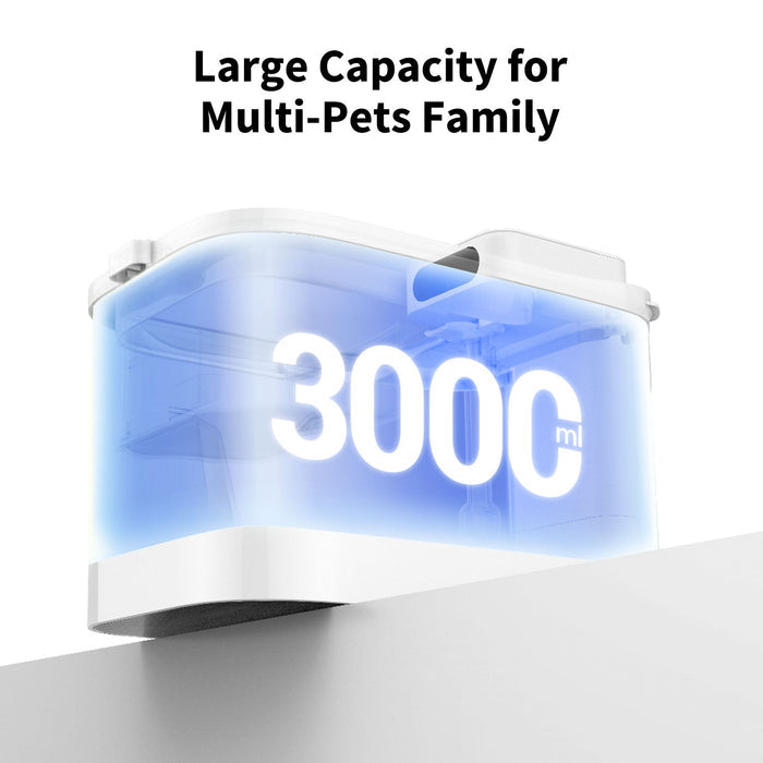 EverSweet Max pet water fountain with 101oz reservoir providing enough water for multiple pets