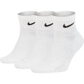 Nike Everyday Cushioned 3 Pack Tennis Ankle Sock - White