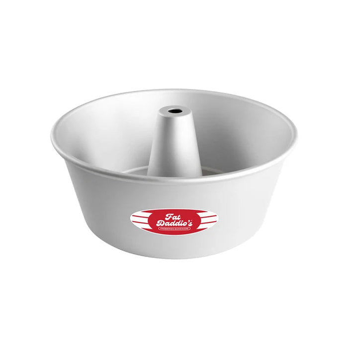 Fat Daddio's 10 inch anodized aluminum angel food cake pan with tall tube design, Professional 12-gauge tube pan 10 x 4.25 inches with solid bottom, Anodized aluminum angel food and chiffon cake pan with 16 cup capacity