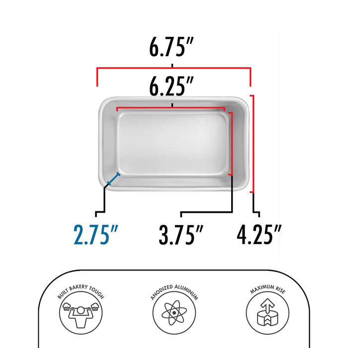 Fat Daddio's Anodized Aluminum Bread Loaf Pan, 6 3/8 in x 3 3/4 in x 2 3/4 in