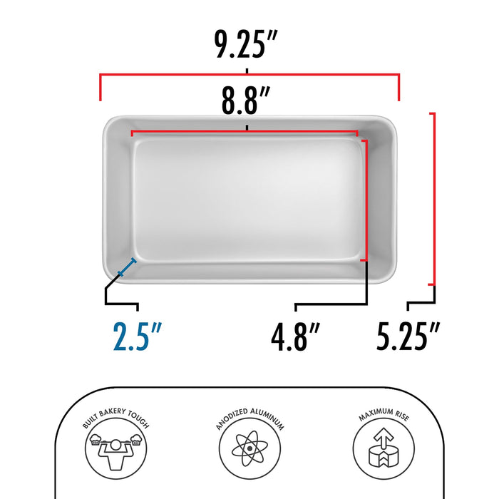 Fat Daddio's Anodized Aluminum Bread Loaf Pan, 9 in x 5 in x 2 1/2 in