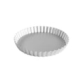 Fat Daddio's 8 inch anodized aluminum fluted tart pan with removable bottom, Professional quiche pan with fluted edges and push up base, Anodized aluminum 8 inch round tart baking pan for desserts