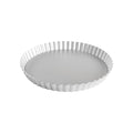 Fat Daddio's 9 1/2 inch anodized aluminum fluted tart pan with removable bottom, Professional large quiche pan with fluted edges and push up base, Anodized aluminum 9.5 inch round tart baking pan for desserts