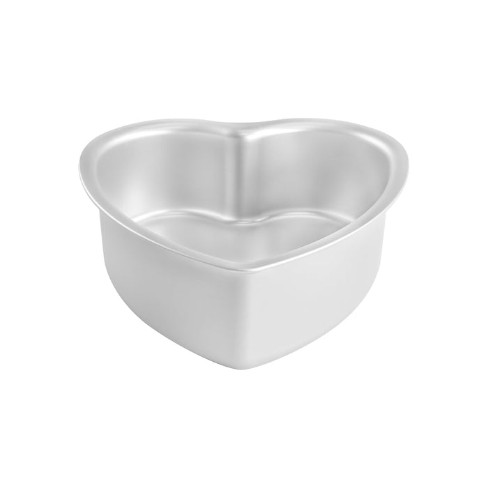 Fat Daddio's 8 inch anodized aluminum heart shaped cake pan with rolled rim, Professional heart shaped baking pan 8 x 3 inches for Valentine's Day, Anodized aluminum love heart cake pan for weddings and anniversaries