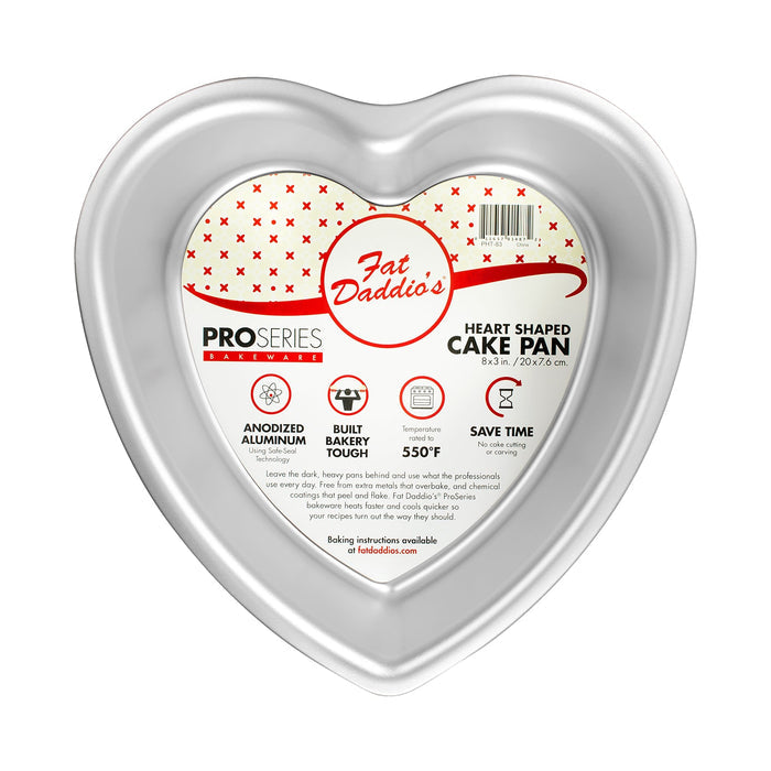 Fat Daddio's Anodized Aluminum Heart Shaped Cake Pan, 8 in x 3 in