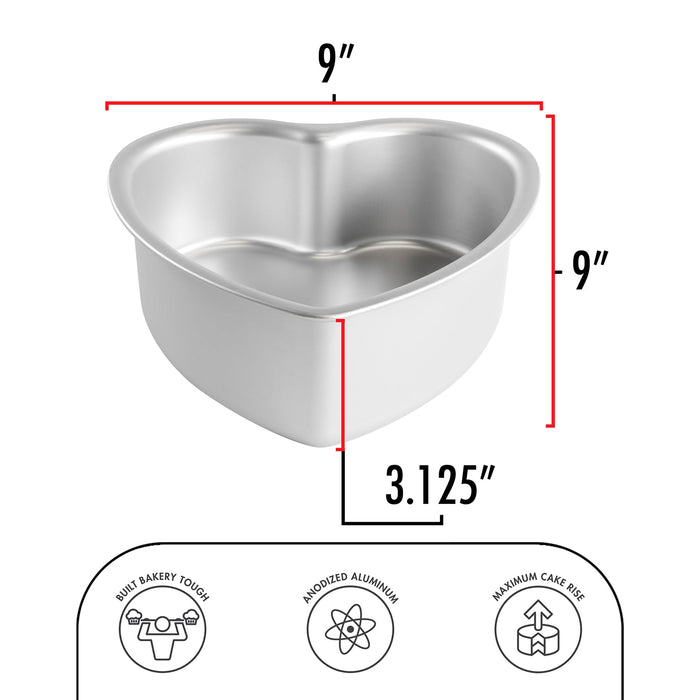 Fat Daddio's Anodized Aluminum Heart Shaped Cake Pan, 8 in x 3 in