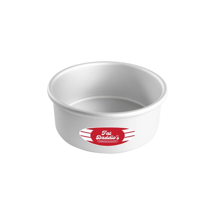 Fat Daddio's 7 x 3 inch anodized aluminum round cake pan with rolled rim, Professional deep round baking pan 7 inch diameter seamless construction, Anodized aluminum 7 inch deep cake pan for tall tiered cakes