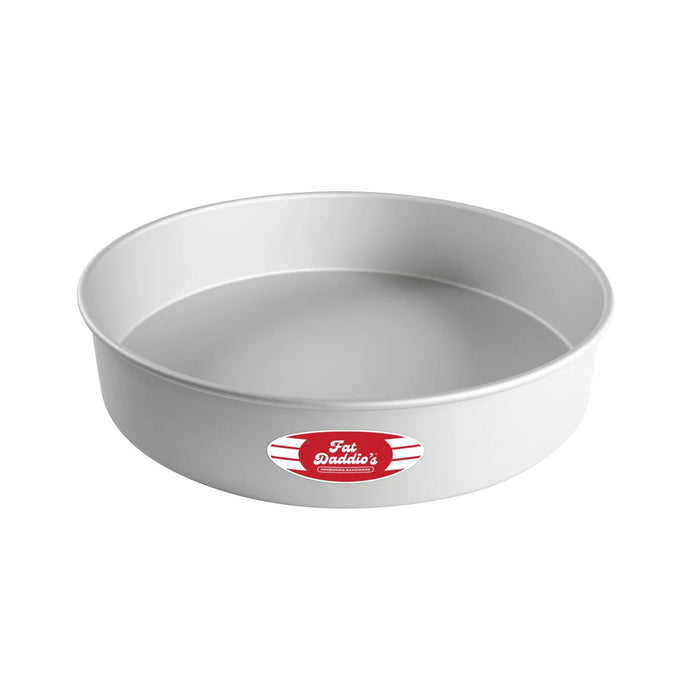 Fat Daddio's 8 x 2 inch anodized aluminum round cake pan with rolled rim, Professional round baking pan 8 inch diameter seamless construction, Anodized aluminum 8 inch cake pan for tiered cakes