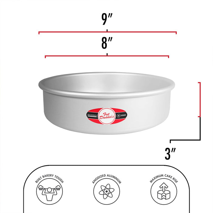 Fat Daddio's Anodized Aluminum Round Cake Pan, 8 in x 3 in