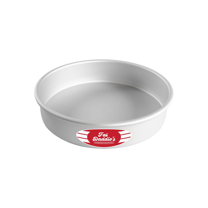 Fat Daddio's 9 x 2 inch anodized aluminum round cake pan with rolled rim, Professional round baking pan 9 inch diameter seamless construction, Anodized aluminum 9 inch cake pan for tiered cakes