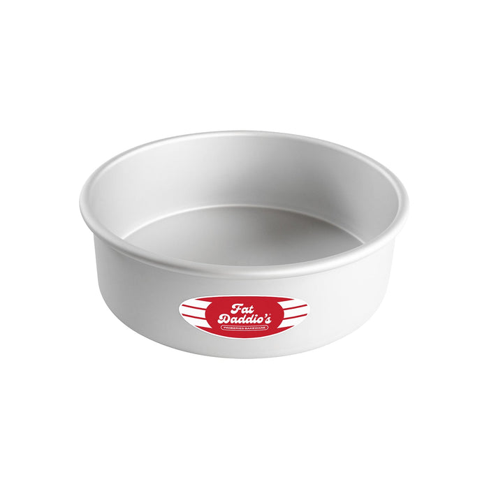 Fat Daddio's 9 x 3 inch anodized aluminum round cake pan with rolled rim, Professional deep round baking pan 9 inch diameter seamless construction, Anodized aluminum 9 inch deep cake pan for tall tiered cakes