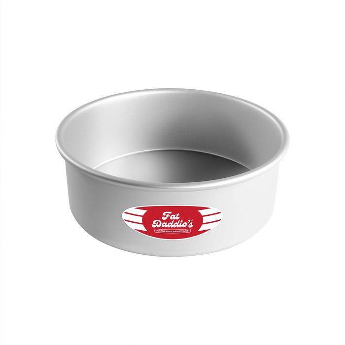 Fat Daddio's 8 inch round anodized aluminum cheesecake pan with removable bottom base, 8 x 3 inch round cake baking pan with push-up removable base and seamless sides, Professional 8 inch deep cheesecake baking pan made from anodized aluminum
